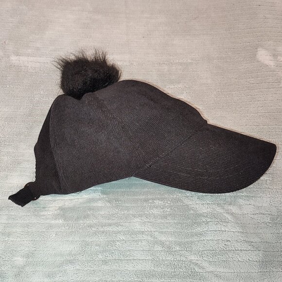 Faux Fur Pom Pom Baseball Cap - Picture 1 of 5